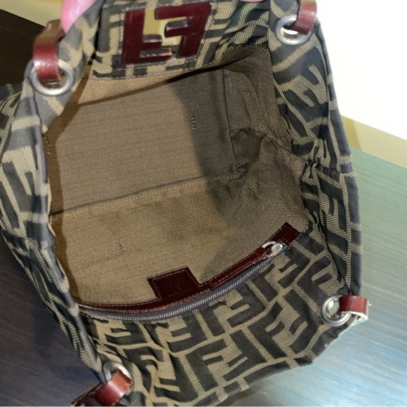 Authentic Fendi Vintage Zucca Canvas Small Bag with Brown Leather Straps - Picture 3 of 6